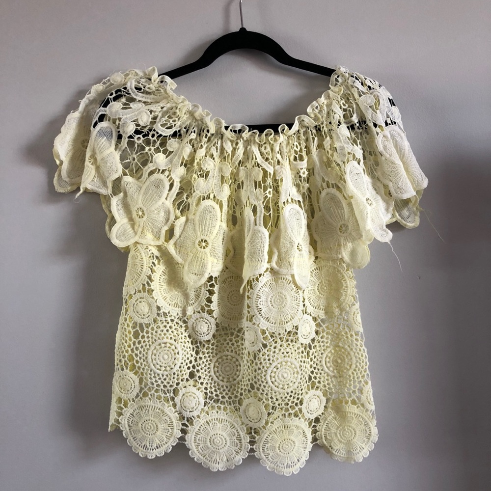 Yellow lace off the shoulder